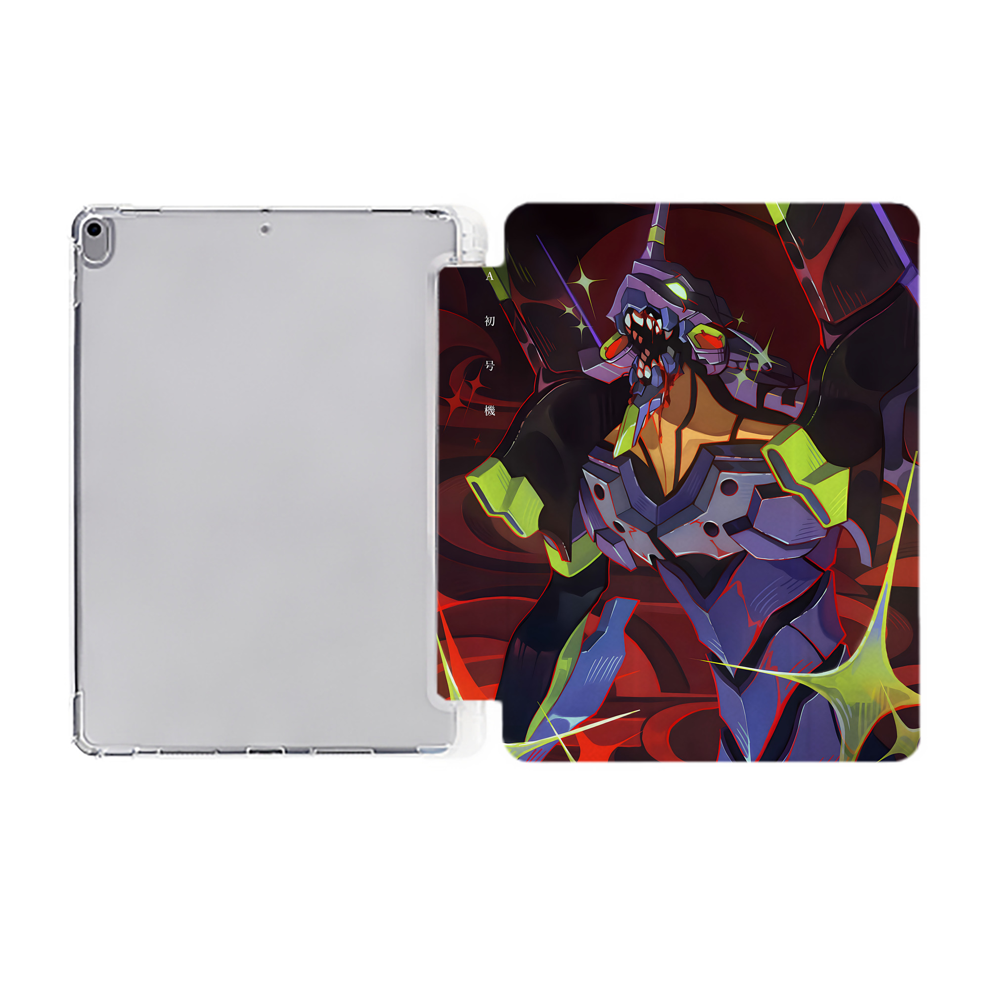 （画像用） EVA 新世紀エヴァンゲリオン IPad ケース ペン収納付き 三つ折りスタンド PUレザー×シリコン 対応機種9.5/10.5/10.9インチ